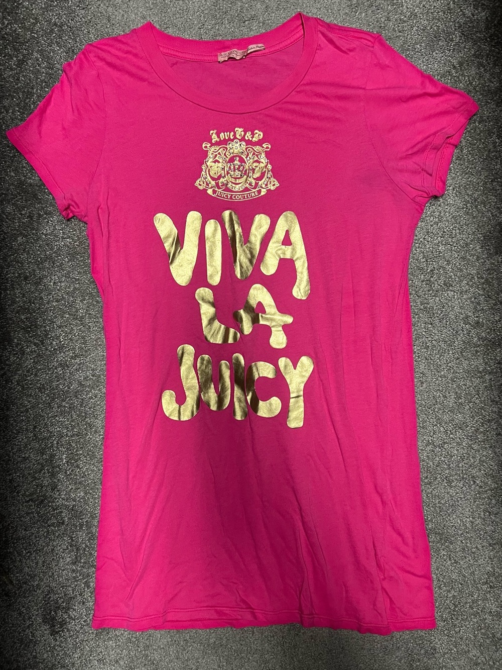 Juicy Couture Hot Pink Short Sleeve Tee with Gold Foil Logo